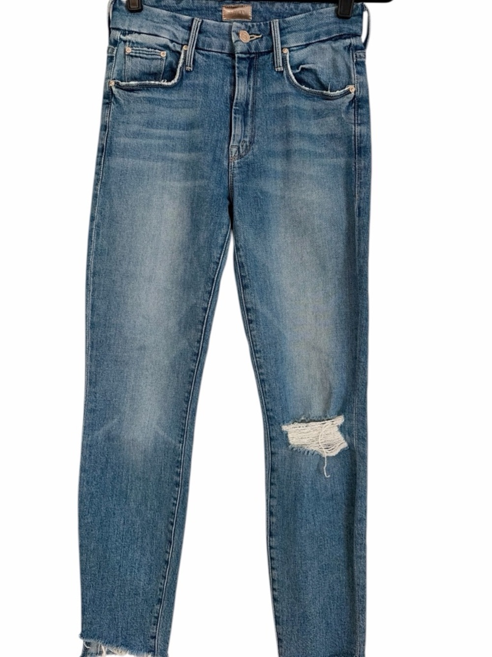MOTHER The Looker Ankle Step Fray Jeans Size 26 Lost Secret Sister Medium Wash